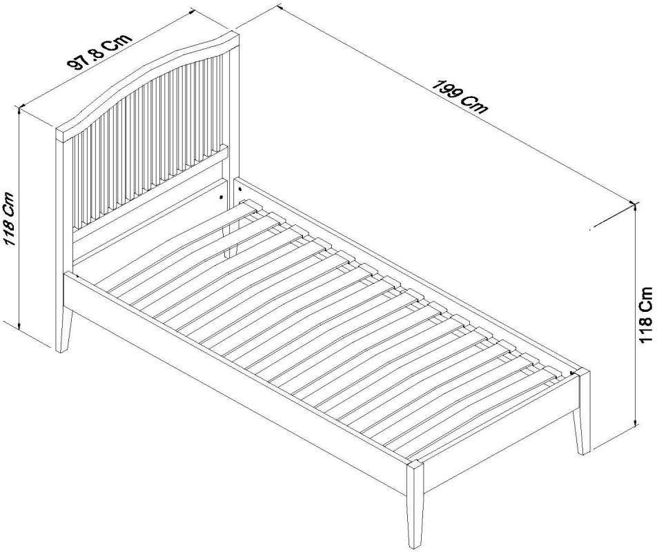 Palmer White Slatted Single Bed Frame 90cm Specification