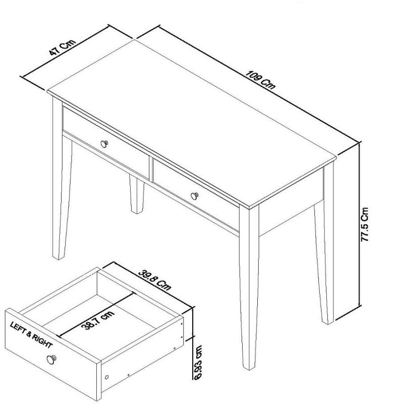 Palmer - White Dressing Table Specification