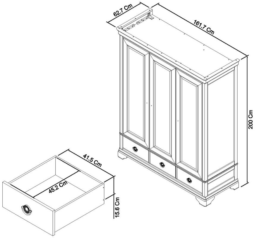 Venet - White Triple Wardrobe Specification