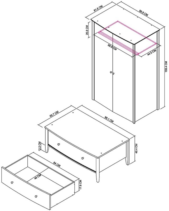 Larsen - Warm Grey Double Wardrobe Specification