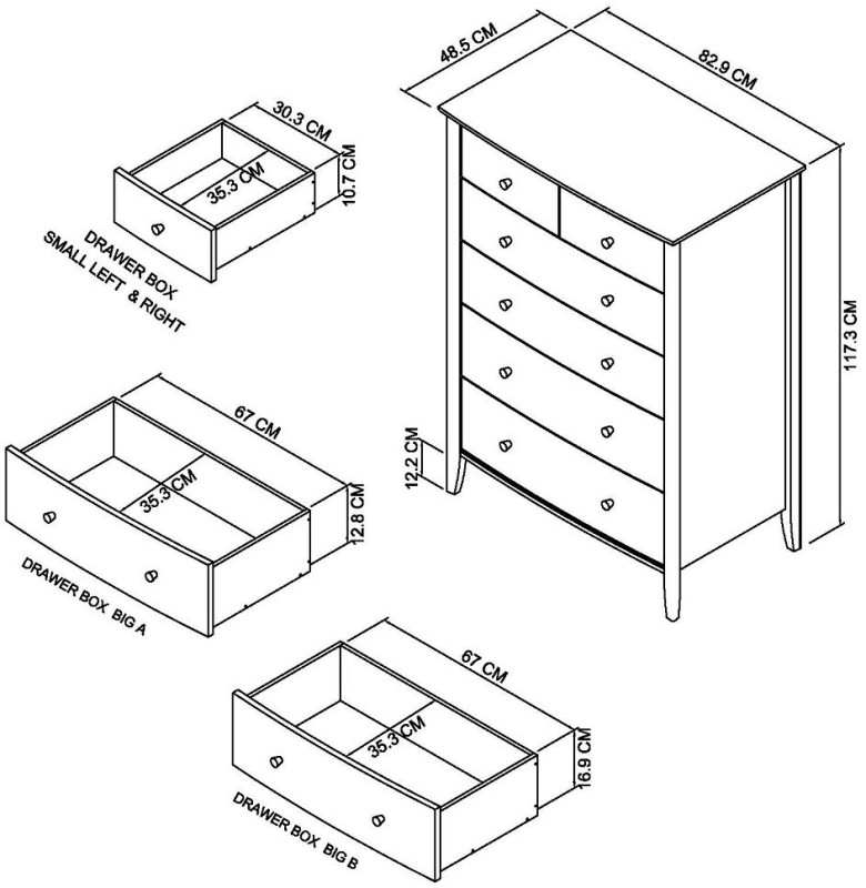 Larsen Scandi Oak & Soft Grey 6 Drawer Chest Specification