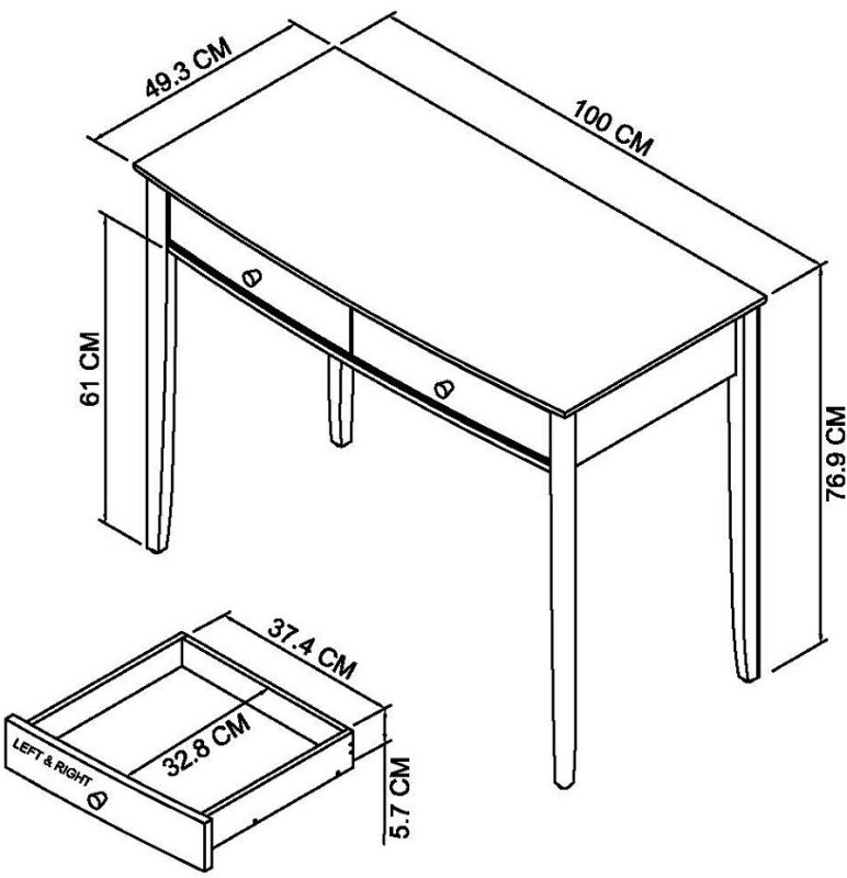 Larsen - Soft Grey Dressing Table Specification