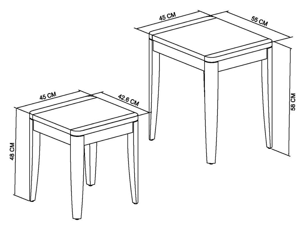 Rushbury - Oak Nest of Tables Specification