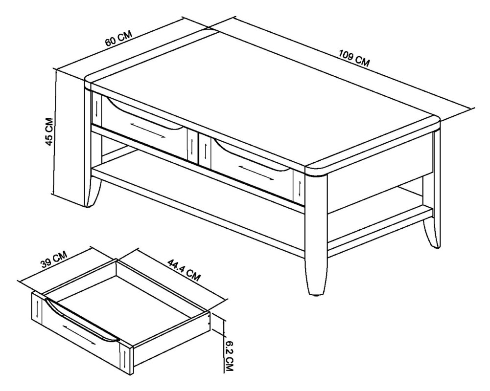 Rushbury - Oak Coffee Table Specification