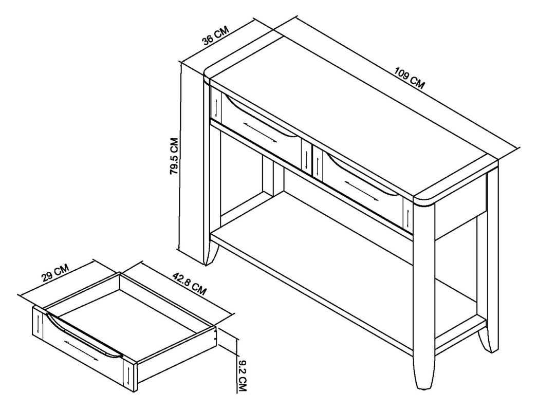 Rushbury - Oak Console Table Specification