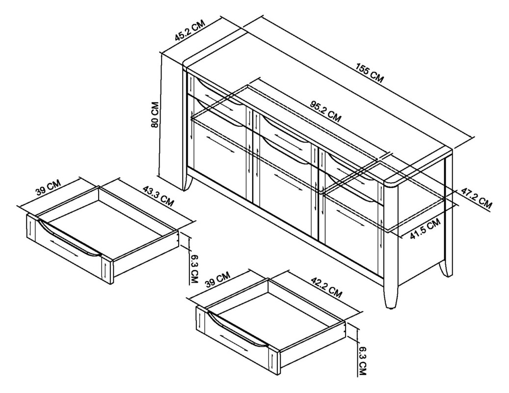 Rushbury - Oak Wide Sideboard Specification