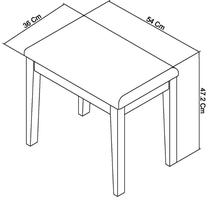 Rimini - Aged Oak Vanity Stool in Ivory Bonded Leather Specification