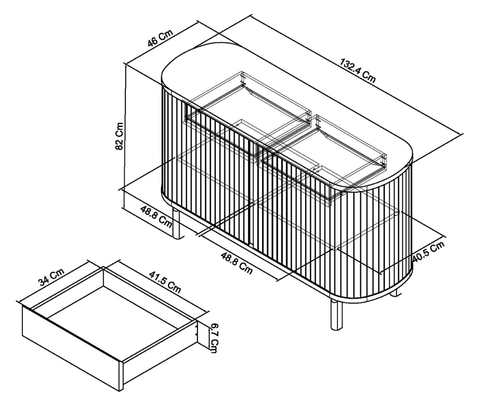 Astra - Scandi Oak Narrow Sideboard Specification