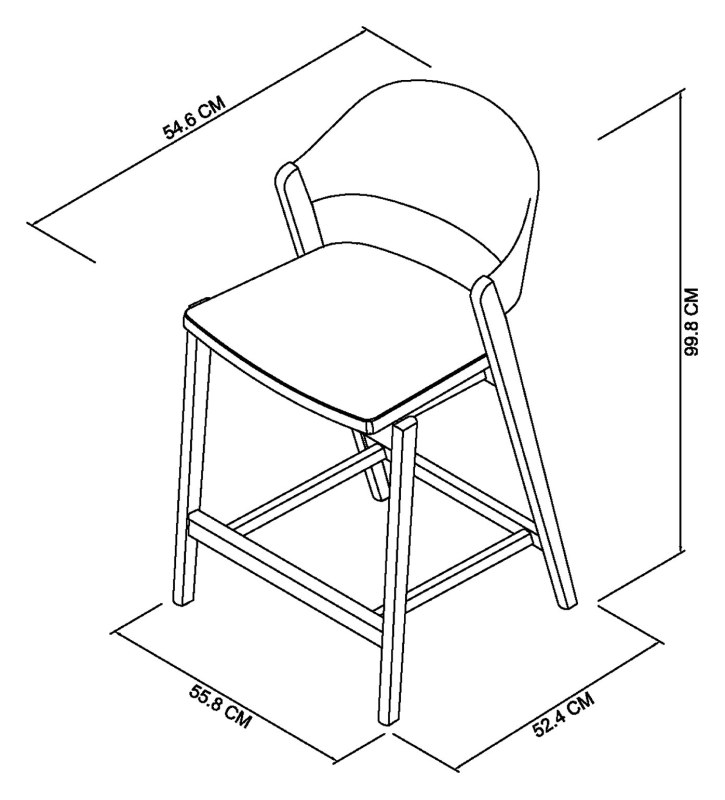 Astra - Grey Oiled Oak Bar Stool in Grey Fabric Specification