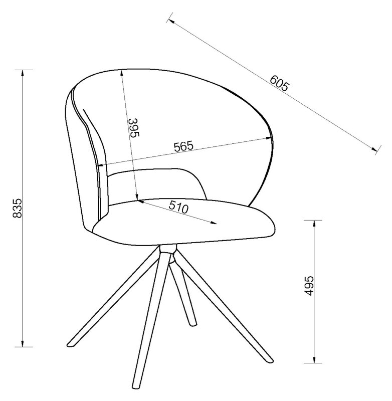 Stella Self Returning Swivel Chair in a Blue Boucle Fabric Specification