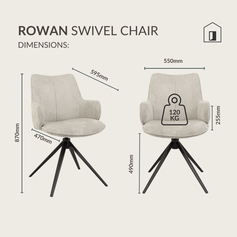 Rowan - Swivel Chair in Beige Fabric Specification