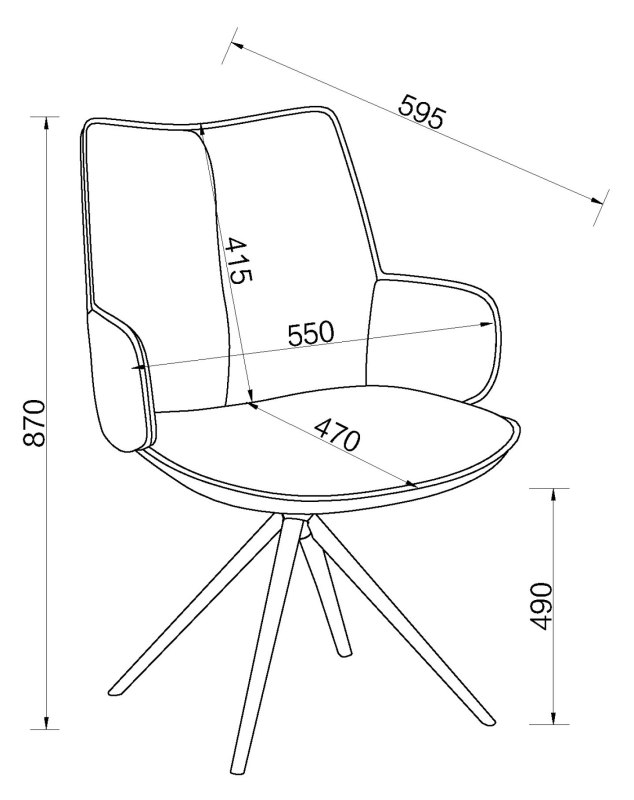 Rowan Self Returning Swivel Chair in a Ivory Faux Leather Specification