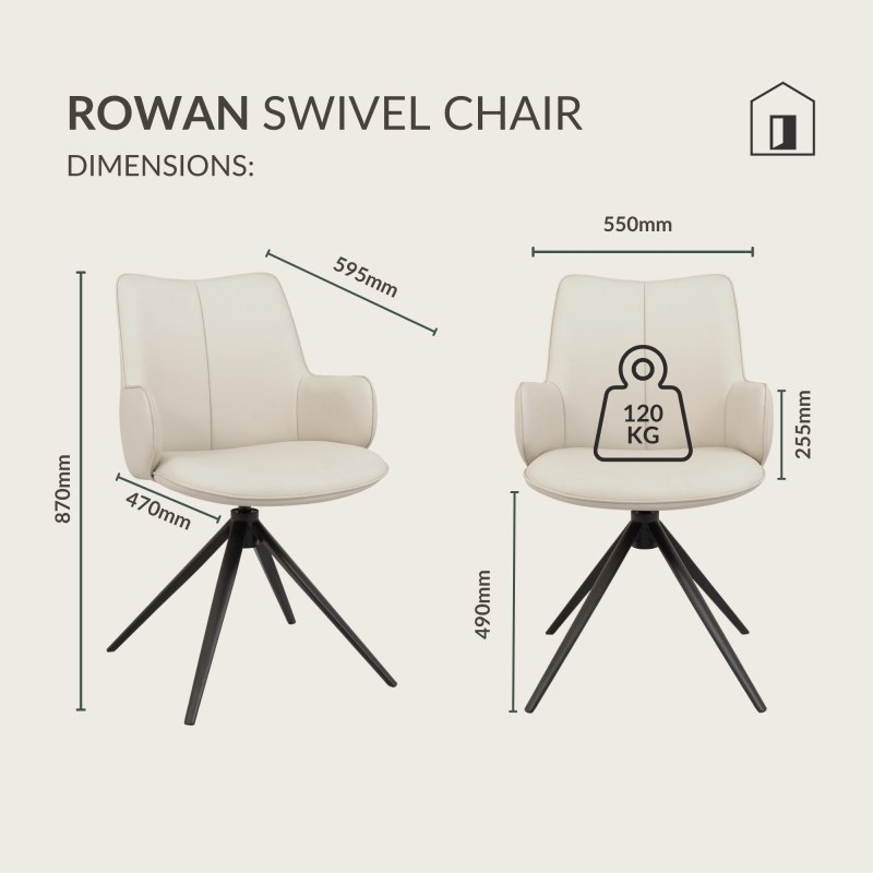 Rowan - Swivel Chair in Ivory Faux Leather Specification