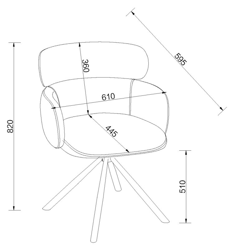 Hudson Self Returning Swivel Chair in a Brown Boucle Fabric Specification