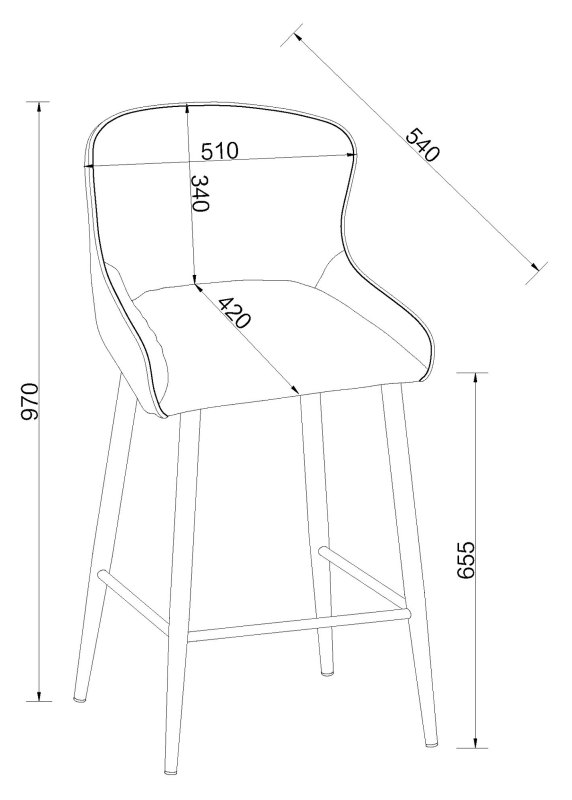 Rubens - Bar Stool in Mocha Beige Boucle Fabric (Pair) Specification