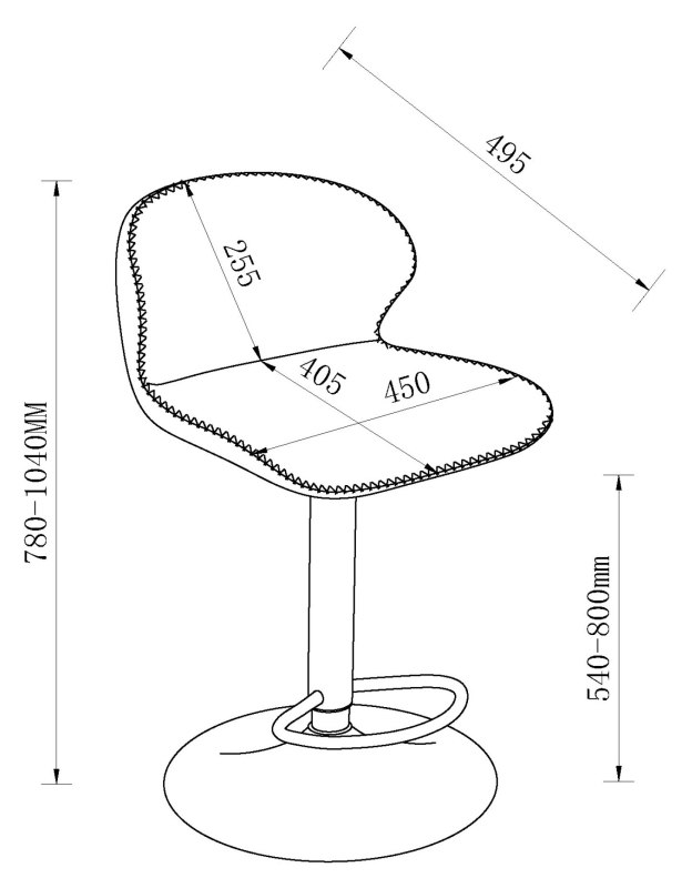 Rosso - Gas Lift Swivel Bar Stool in Dark Grey Vintage Faux Leather Specification