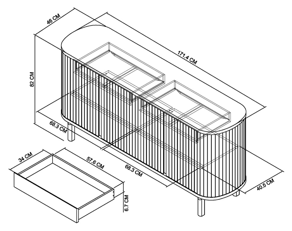 Astra - Rustic Oak Wide Sideboard Specification