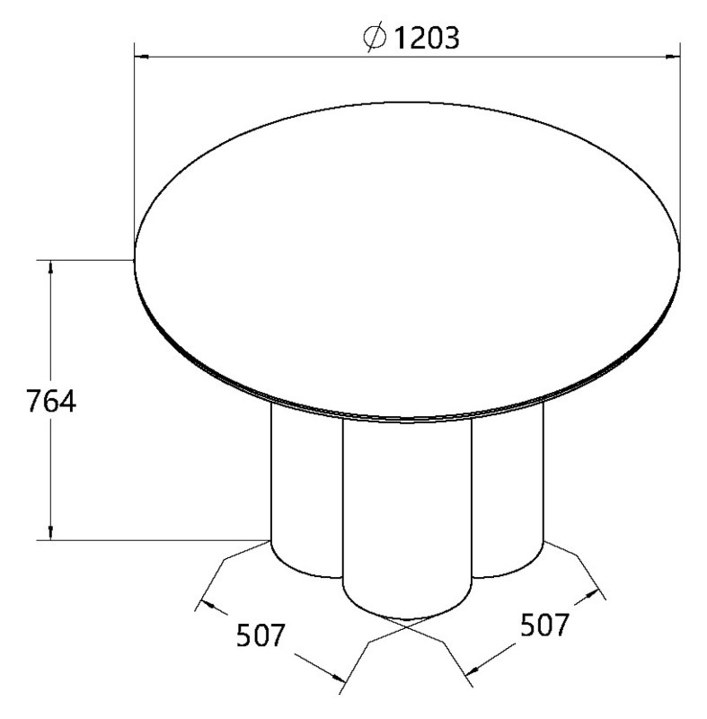 Warren - White Ceramic Round 4 Seater Dining Table with Black Oak Pedestal Specification