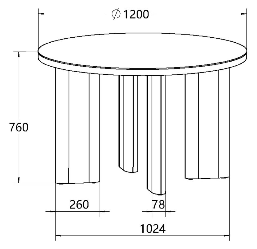 Carmen - Gloss Grey Ceramic Round 4 Seater Dining Table Specification