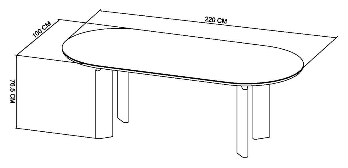 Nova Grey Oiled Oak 6 Seater Table with Monte Bianco Ceramic Top Specification