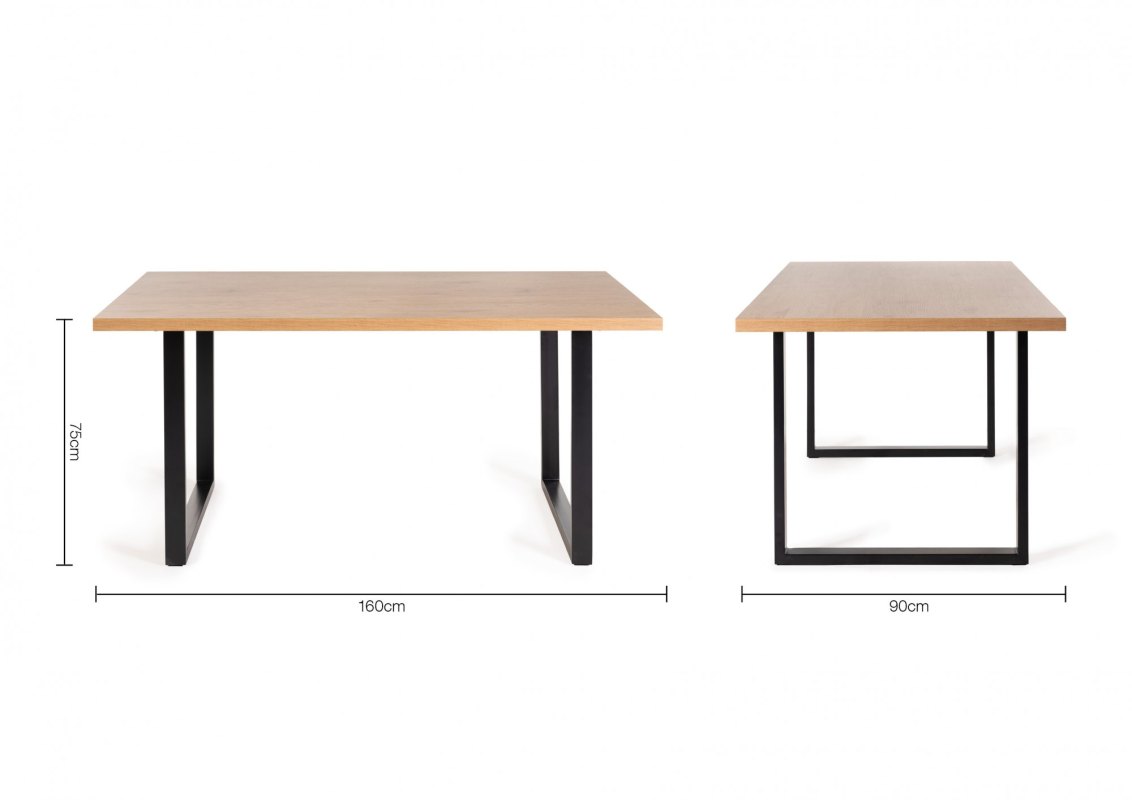 Ramsay - U Leg Oak Effect 6 Seater Dining Table & 4 Grey Velvet Mondrian Dining Chairs Specification