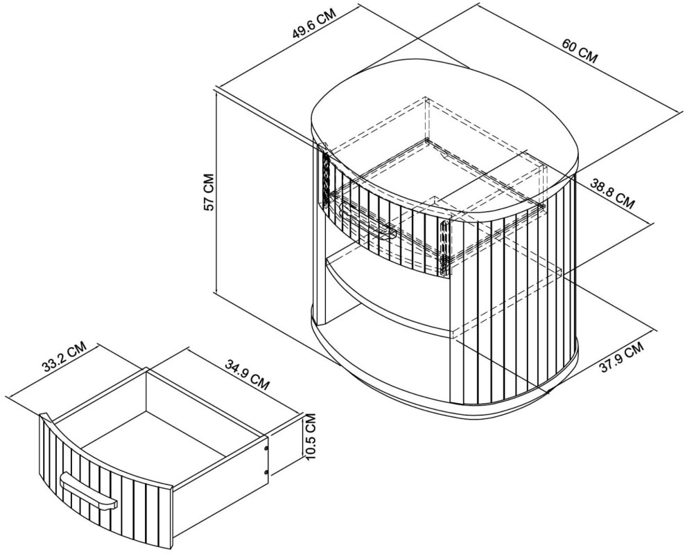 Astra - Knotty Oak 1 Drawer Bedside Table Specification