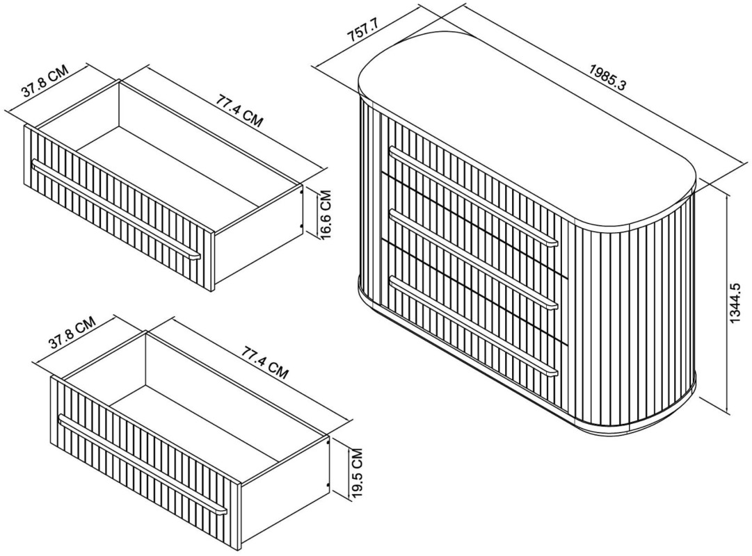 Astra - Knotty Oak 3 Drawer Chest Specification