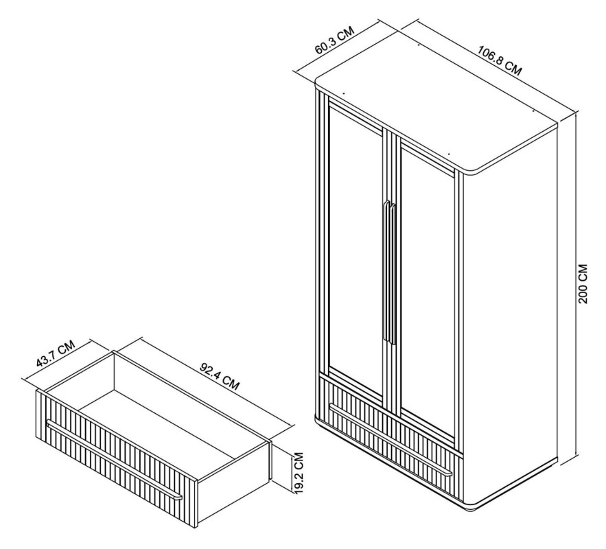 Astra - Knotty Oak Double Wardrobe Specification