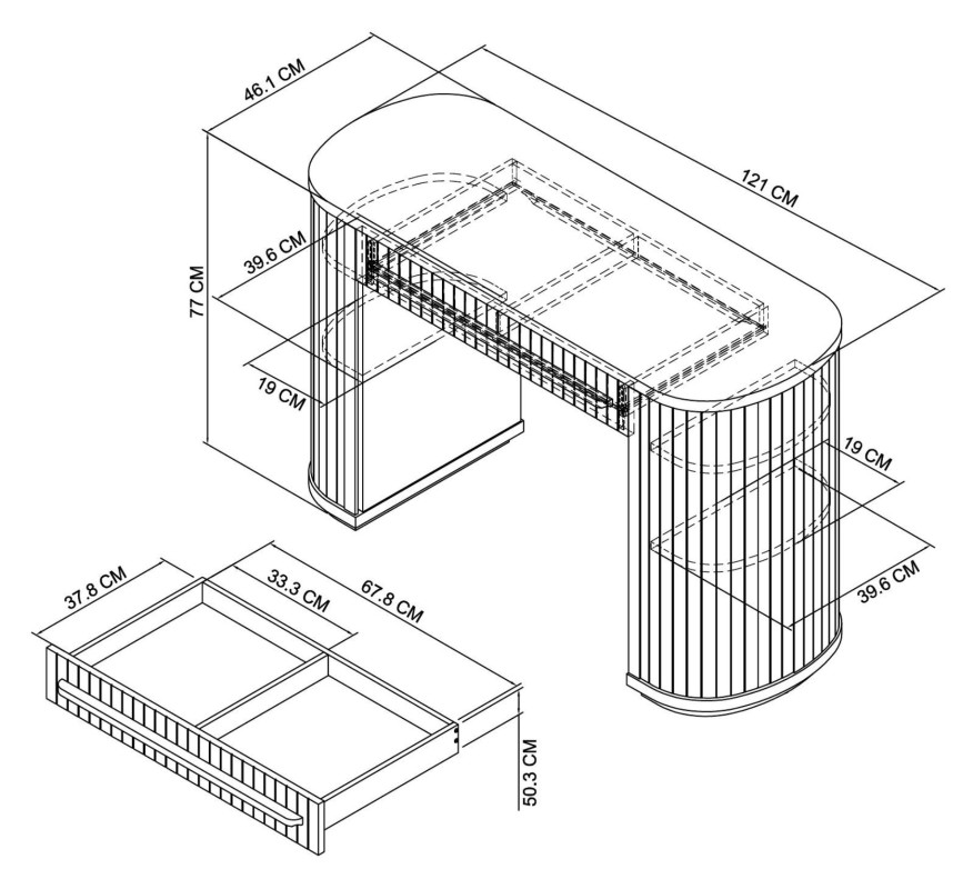 Astra - Knotty Oak Dressing Table Specification