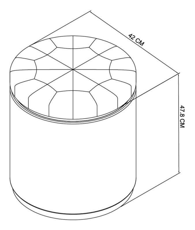 Astra - Knotty Oak Storage Stool in Pearl Velvet Fabric Specification