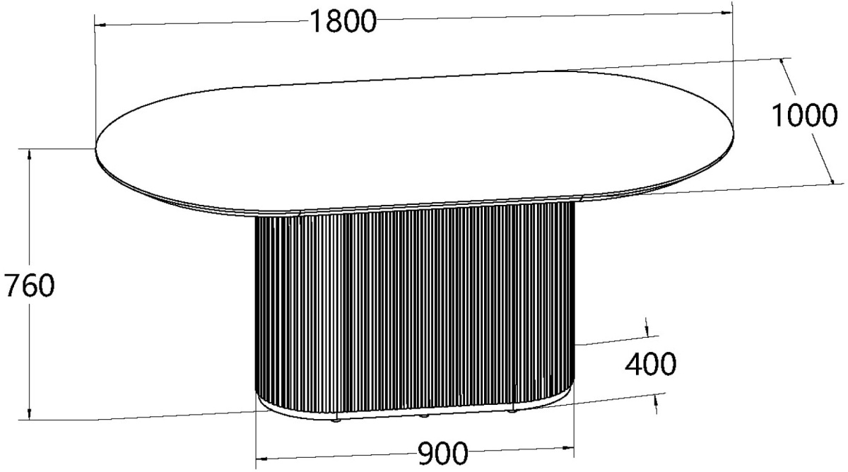Jorge - Grey Oak Oval Dining Table Specification