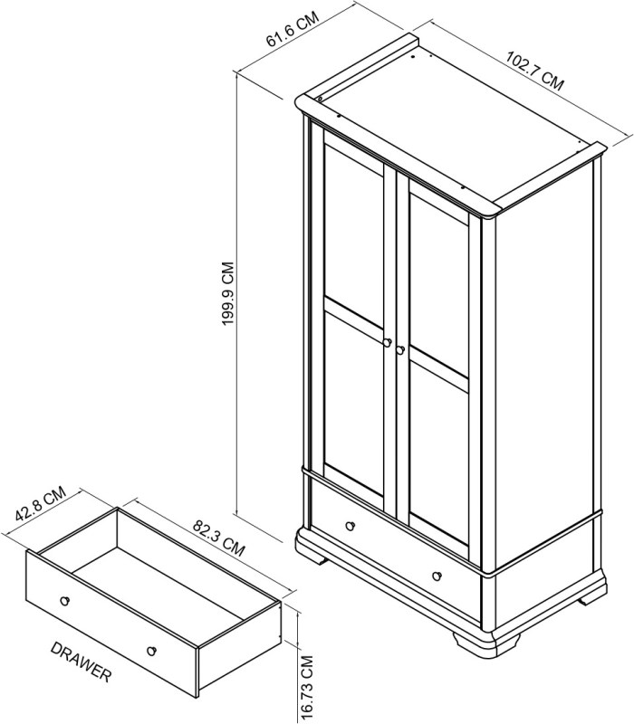 Amara - Blue Grey Double Wardrobe Specification