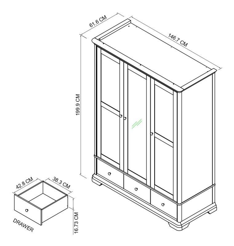 Amara - Blue Grey Triple Wardrobe Specification