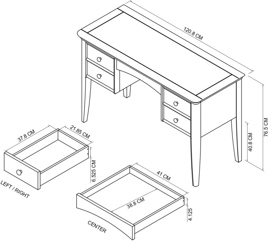 Amara - Blue Grey Dressing Table Specification