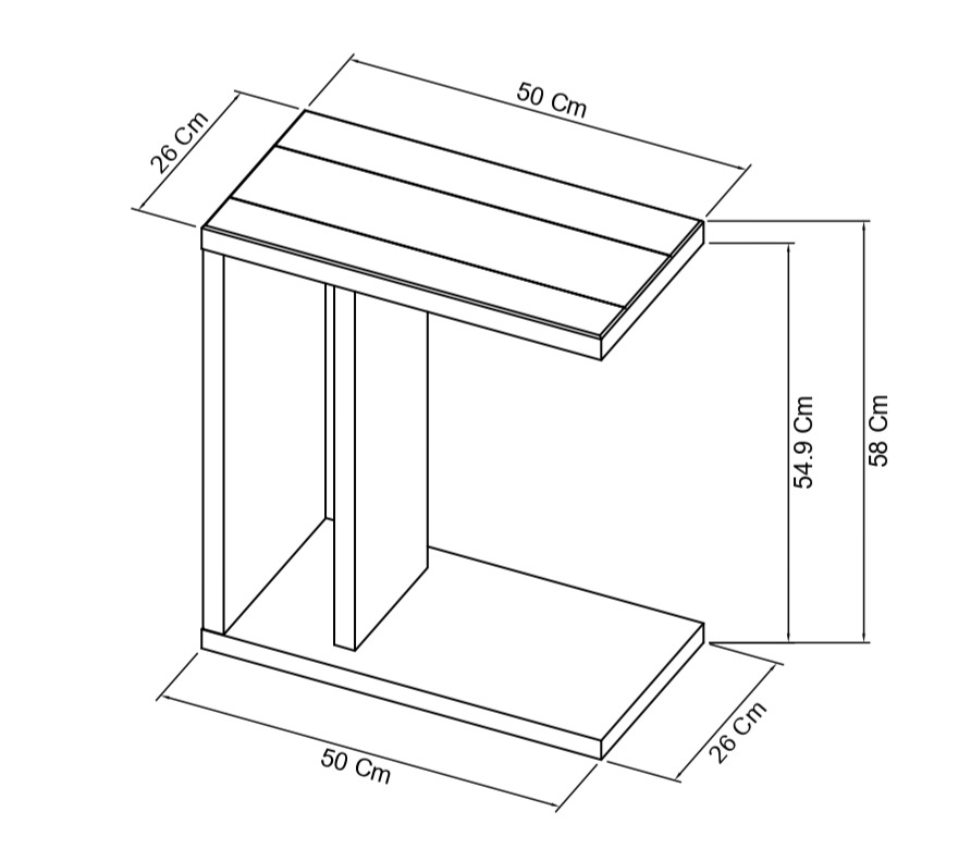 Alto - Rustic Oak Sofa Table Specification