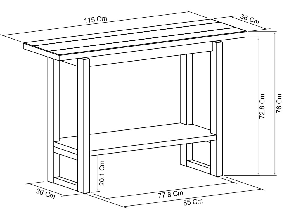 Alto - Rustic Oak Console Table Specification