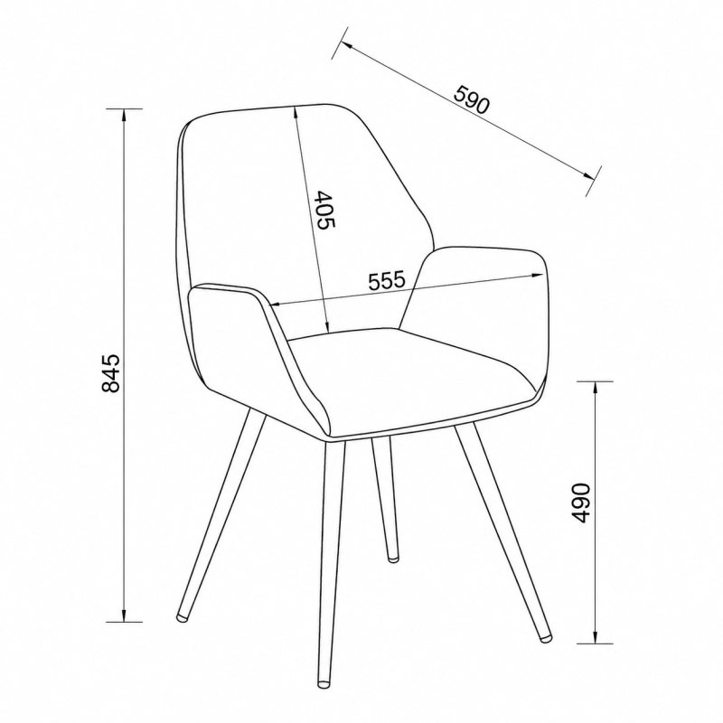 Zoran - Dining Chair in Grey Chenille Fabric (Pair) Specification
