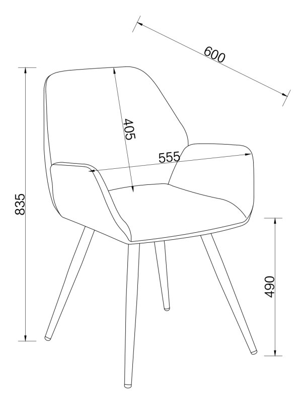 Zoran - Dining Chair in Dark Grey Chenille Fabric (Pair) Specification