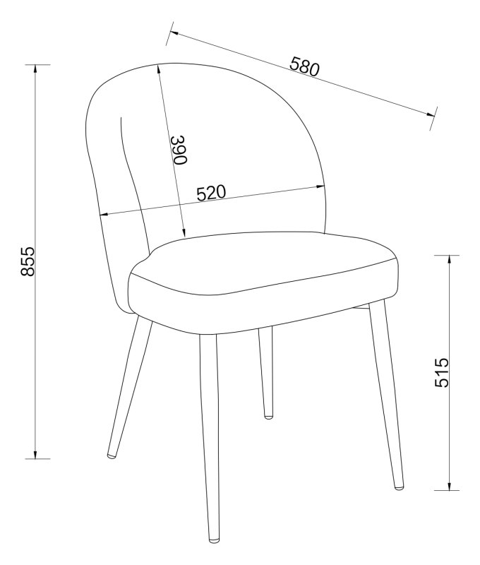 Cleo - Dining Chair in Dark Grey Chenille Fabric (Pair) Specification