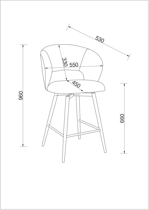 Stella - Swivel Bar Stool in Green Boucle Fabric Specification