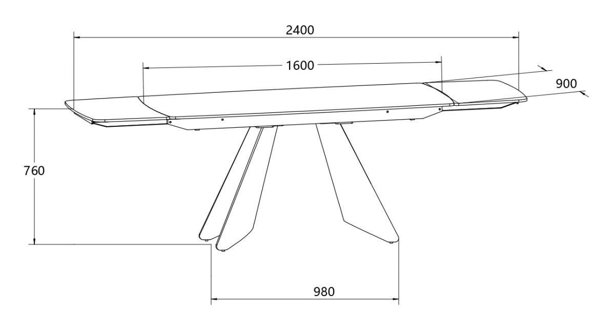 Levanti - White Ceramic 6-8 Seater Extendable Dining Table Specification