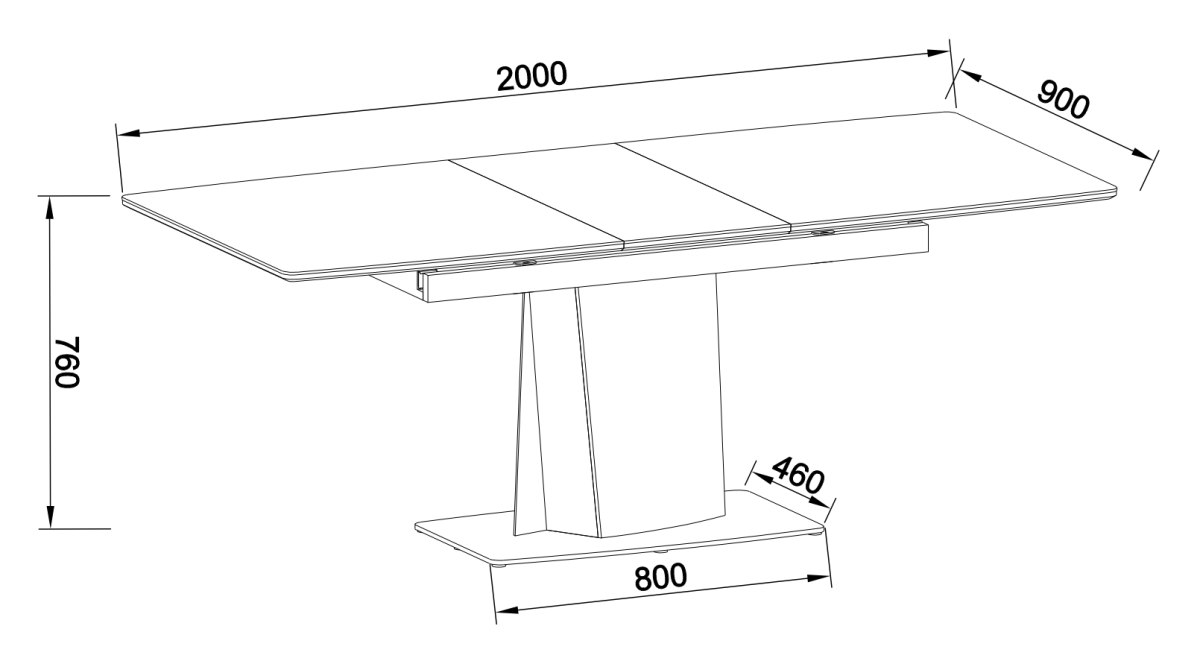 Nero - Dark Grey Ceramic 6-8 Seater Extendable Dining Table Specification