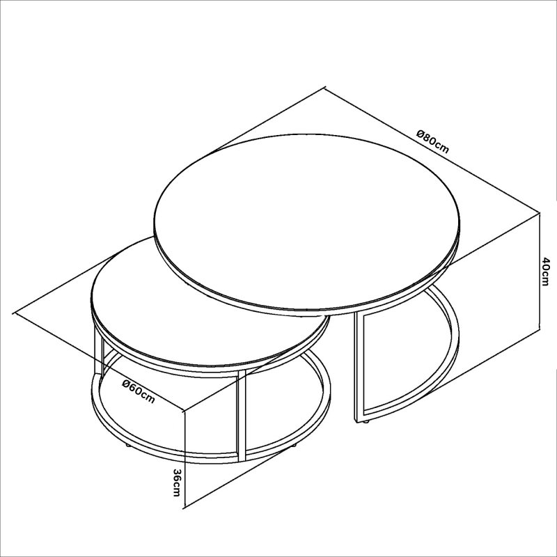 Mateo - White Ceramic Nest of Coffee Tables Specification