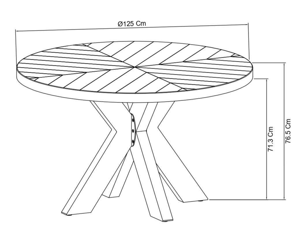 Bosco - Rustic Oak 4 Seater Circular Wooden Dining Table Specification
