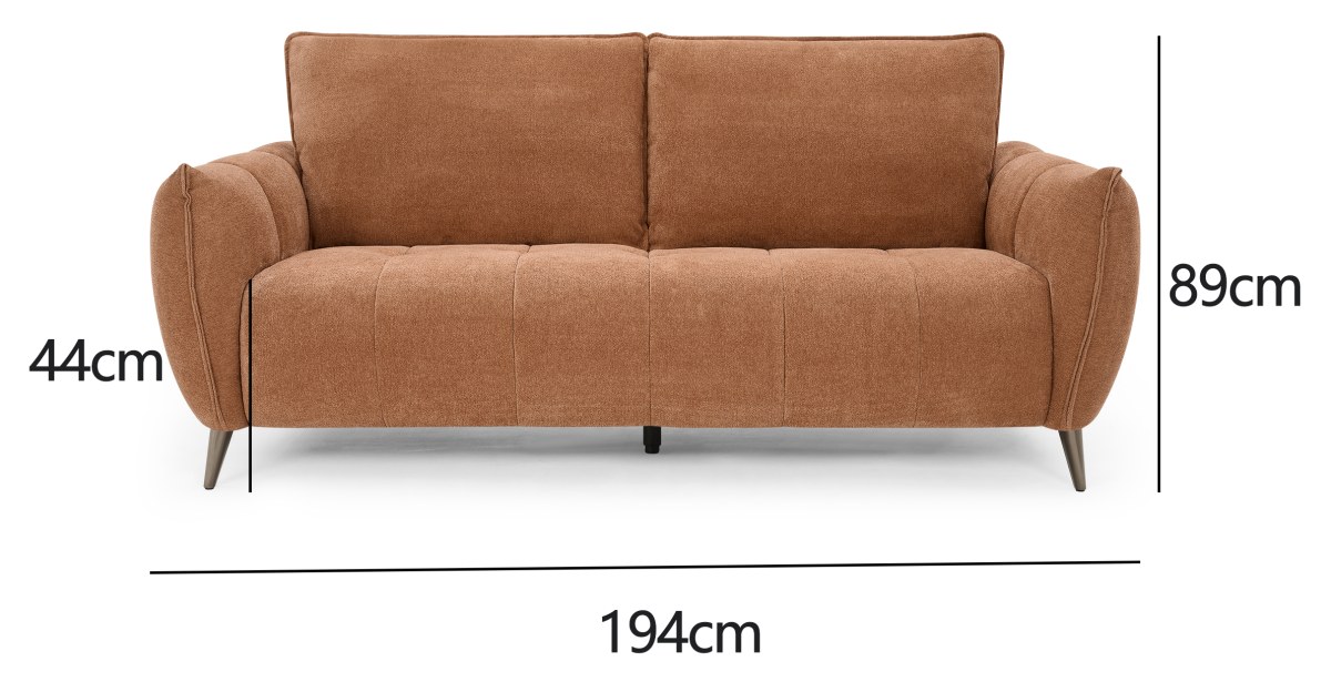 Elara - 3 Seater Sofa in Terracotta Specification