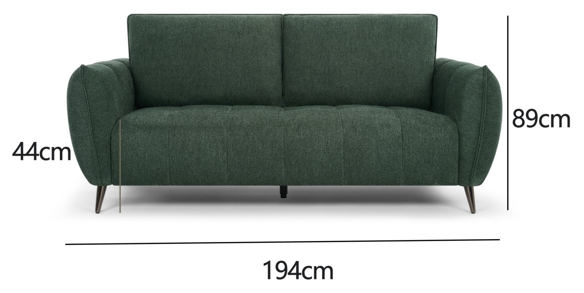 Elara - 3 Seater Sofa in Mint Green Specification