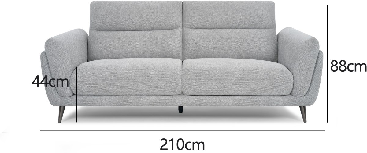 Mara - 3 Seater Sofa in Light Grey Specification