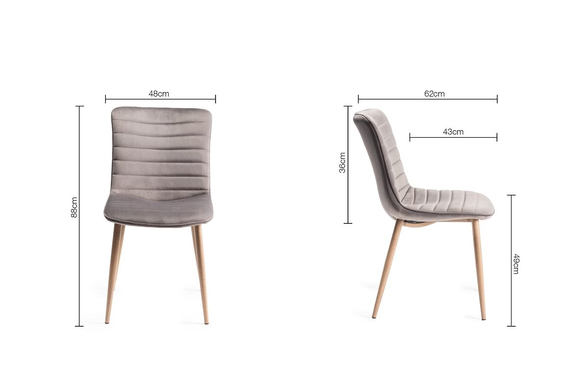 Hopper - Scandi Oak 4-6 Seater Extendable Dining Table & 4 Grey Velvet Eriksen Dining Chairs Specification