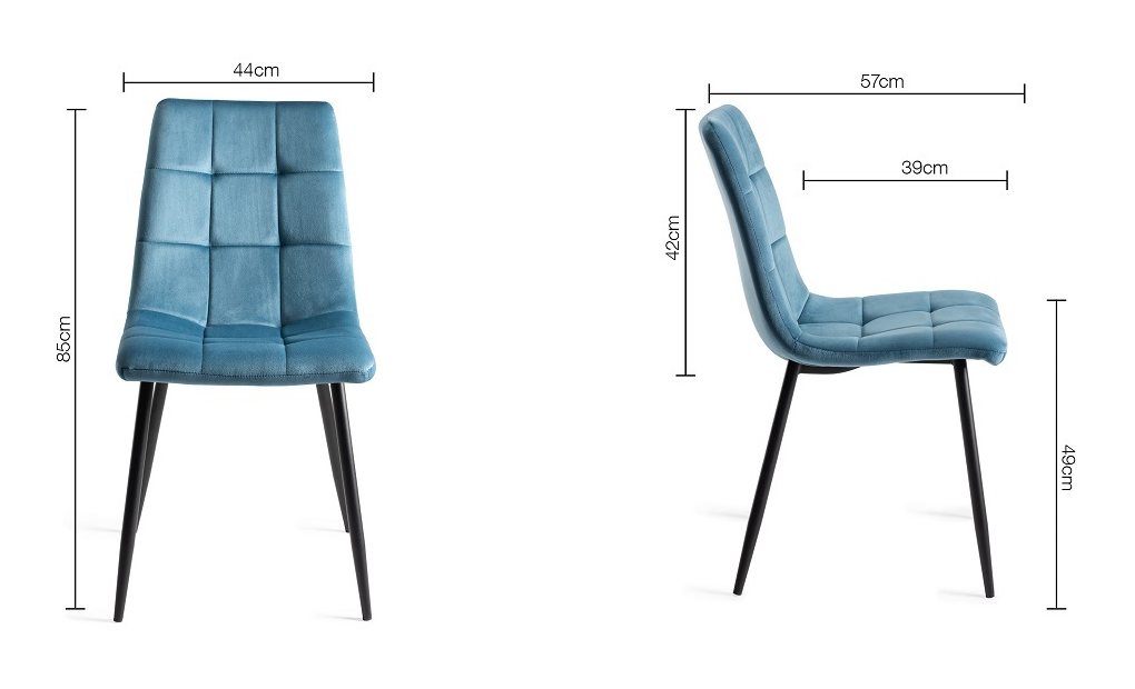 Mondrian Petrol Blue Velvet Fabric Dining Chair (Pair) Specification