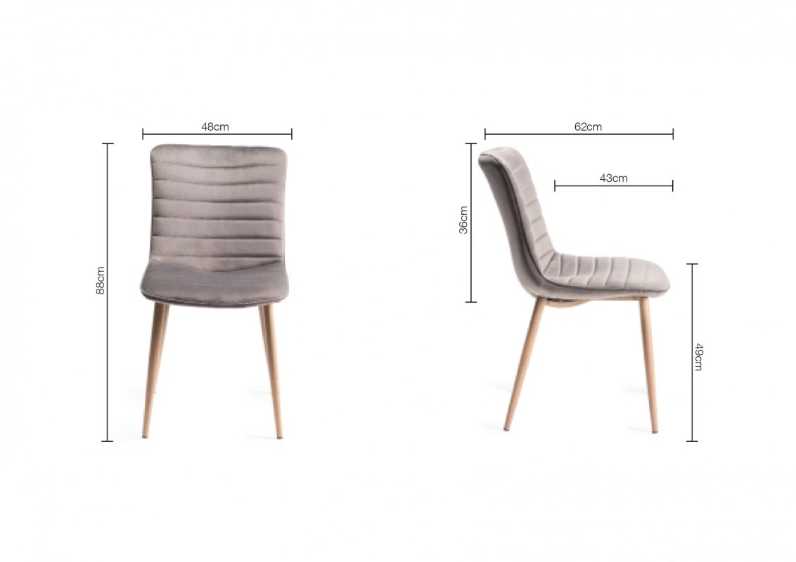 Johansen - Scandi Oak 6-8 Seater Extendable Dining Table & 6 Grey Velvet Eriksen Dining Chairs Specification